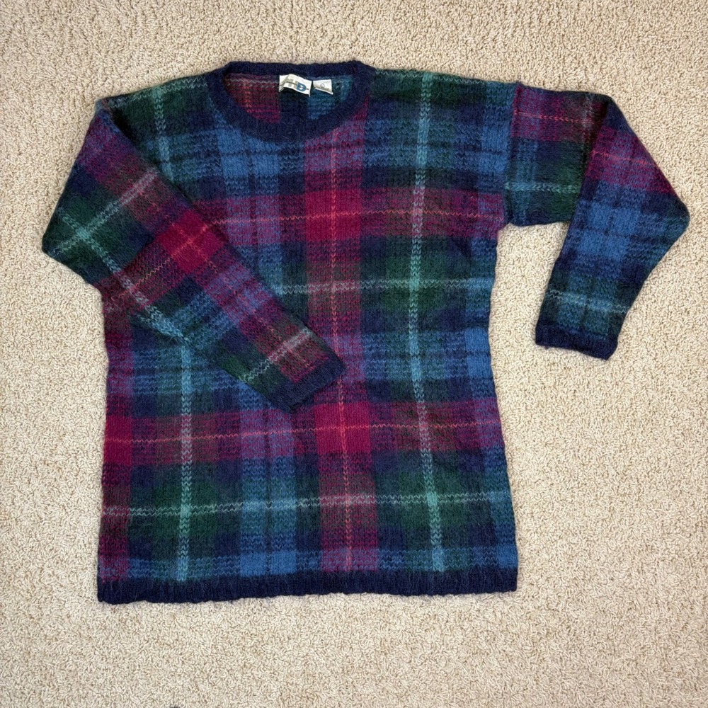 VINTAGE‎ Paul Harris Design Plaid Mohair Blend Sweater Mens Sz Large EUC